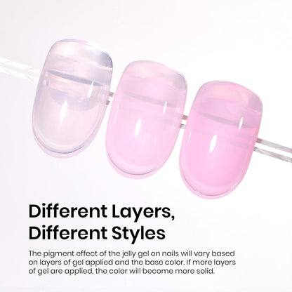 Beetles Jelly Pink Gel Nail Polish, 15ML Baby Pink Sheer Clear Jelly Spring Summer Gel Polish Bubblegum Theme Glaze Long Lasting Soak Off UV French Manicure Nail Art Gift for Women