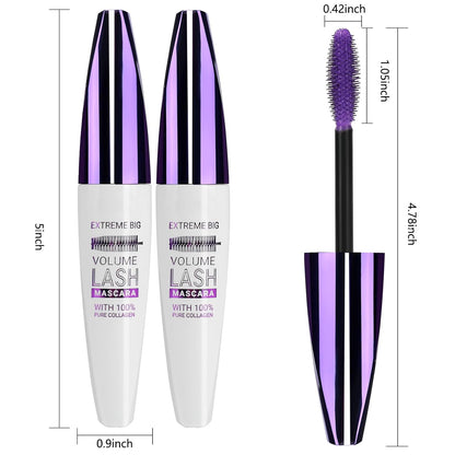 2PCS Brown Mascara for Eyelashes, 5D Colored Mascara 【Waterproof】【Natural Curling】【Lengthening Curling rimel de pestañas Volume】for Women Eye Makeup Cosplay & Parties