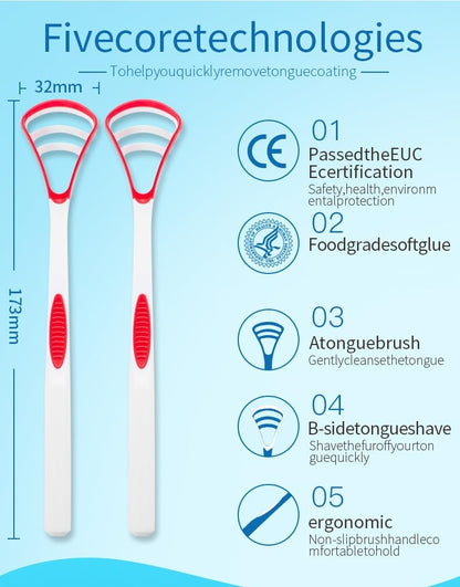 YANDY Tongue scraper, tongue brush for adults and children,easy to use,freshens breath and helps eliminate bad breath (Pack of 2)