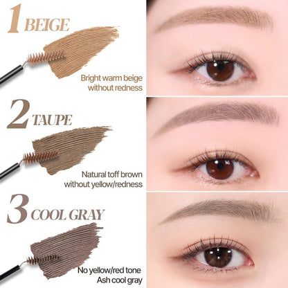 Espoir The Brow Color Fixing Cara #2 Taupe 0.1 fl oz | Easy Fixing without Clumping with Skinny Brush | Long Lasting Smudgeproof Eyebrow Mascara | Soft Mood Coloring Tinted Gel | Korean Eye Makeup