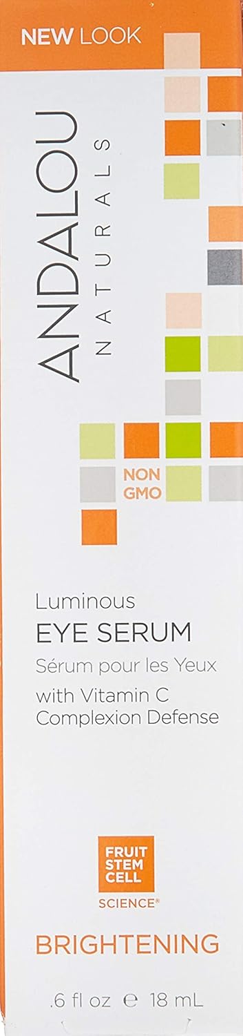 Andalou Naturals Luminous Eye Serum, Brightening Eye Cream for Dark Circles and Puffiness, Vitamin C, Caffeine & Goji Glycopeptides for a Lighter, Tighter, Brighter Appearance, 0.6 Ounce