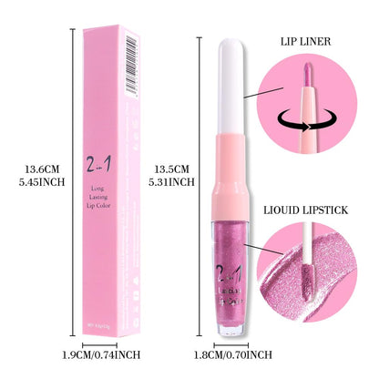 evpct Light Rose Pink Metallic Glitter Lip Liner and Lipstick Combo Lip Gloss Stain Set Makeup for Women Long Lasting Waterproof 24, Pink Metallic Shimmer Frosted Iridescent Shiny Liquid Lipstick 10