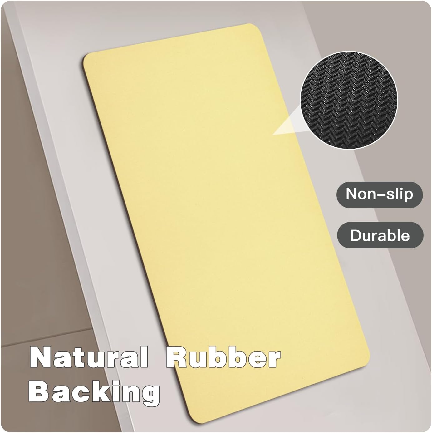 Bath Mat, Bathroom Rugs Non Slip Washable Thin Absorbent Quick Dry Bath Mat Fits Under Door Bathroom Floor Mat Perfect for Bath, Shower, or Sink 36"x60" Light Yellow