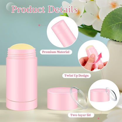 30 Pcs Empty Deodorant Containers Twist up Filling Stick Plastic Deodorant Container Refillable Bottles Bottomfill Round Lip Balm Tubes for Homemade DIY Lipstick Crayon(30 ml,Pink)