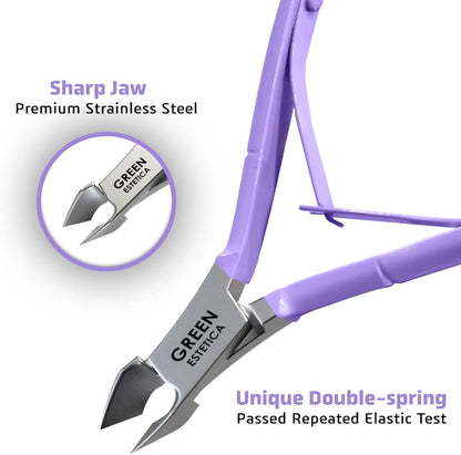 Professional Cuticle Trimmer with Cuticle Pusher Nail Cuticle Remover Nipper Silver Stainless Steel Sharp Blades Manicure Tools with Double Spring Nail Care Pedicure Nail Tools Home Spa (Purple)