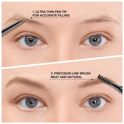 5 Pcs Waterproof Dual-Sided Fine Tip Eye Brow Precise Pencils Pack,Ultra-Fine Mechanical Sticks,Draws Tiny Brow Hairs, Defines, Fills, Shapes,Contours,Combs,1mm Pen Point(Pack of 5)-Light Brown