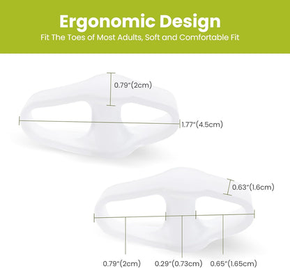 Bukihome Toe Separators Bunion Corrector - 8 Pack Big Toe Spacers with 2 Loops, Suitable for Bunion and Overlapping Toes, Reduce Foot Pain(White)