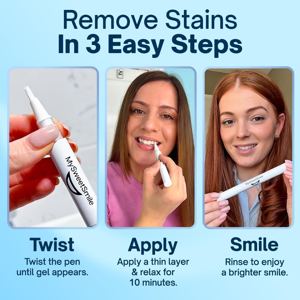 MySweetSmile Precision Teeth Whitening Pen - Pap Formula - Enamel-Safe - Sensitivity-Free - Dentist-Approved - IndyBest Award-Winning Brand - Mint Flavour