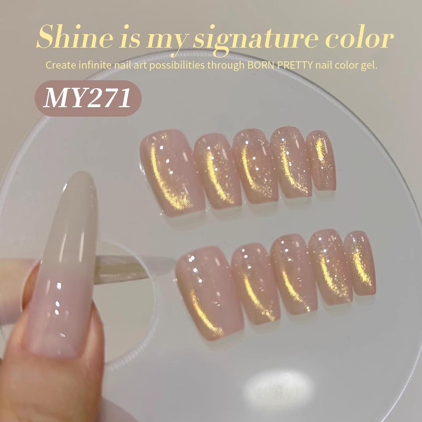 BORN PRETTY Cat Magnetic Eye Gel Nail Polish, Golden Ribbon Cat Magnetic Gel Nail Polish Magnetic Nail Polish for Nail Art Manicure Salon DIY at Home 15ML