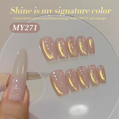 BORN PRETTY Cat Magnetic Eye Gel Nail Polish, Golden Ribbon Cat Magnetic Gel Nail Polish Magnetic Nail Polish for Nail Art Manicure Salon DIY at Home 15ML