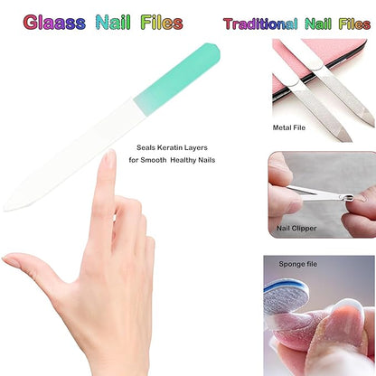 Glass nail file set, crystal