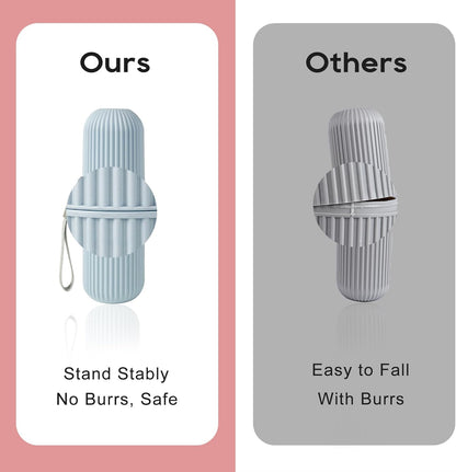 UCEC Toothbrush Travel Case, Portable Holder for Travel, Business, School - 2 Pack (Blue, Grey)