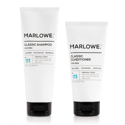 MARLOWE. Men's Shampoo and Conditioner Set, No. 172 Shampoo 8 oz & No. 173 Conditioner 6 oz, Moisturizing Argan & Coconut, Fresh Woodsy Scent, All Hair Types
