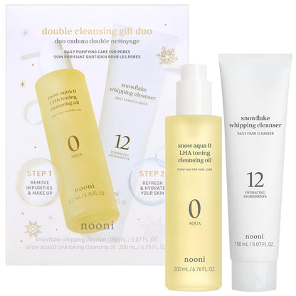 NOONI Facial Cleanser - Double Cleansing Duo Gift Set, 2 in 1 Cleansing Oil & Whipping Foam Cleanser | Korean Skin Care, Face Wash, Makeup Remover, Pore Care, Korean Beauty, Stocking Stuffers