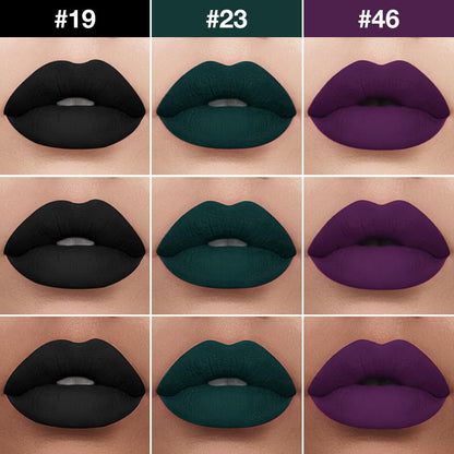 evpct 3Pcs Dark Black Green Purple Matte Lip Liner and Liquid Lipstick Lip Stain Sets for Women Long Lasting Waterproof, 24 Hours Goth Lipstick labiales matte mate larga duracion listip 24 hours, 19#