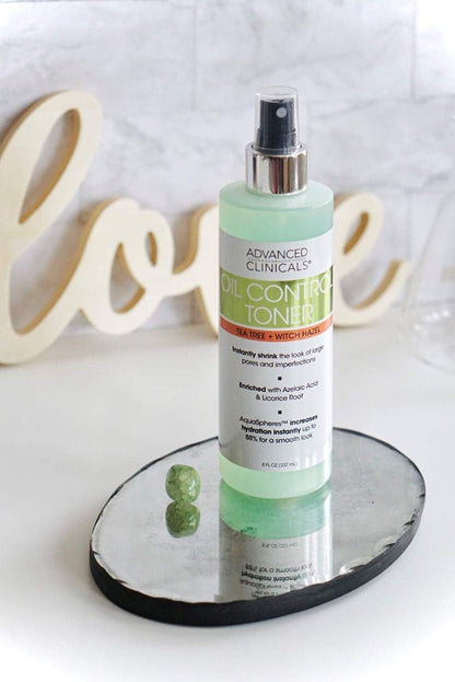 Advanced Clinicals Oil Control Purifying Facial Mist Toner. Hydrating, Non-Greasy Tea Tree Oil, Witch Hazel Toner W/Aloe Vera Face Mist Cleans Pores & Clears Acne All Skin Types, 8 Fl Oz (Pack of 1)