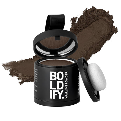 BOLDIFY Hairline Powder (LARGE, 10g) - Root Touch Up Hair Color for Gray Coverage - Bald Spot Concealing Hair Powder for Women & Men - 48-Hour Stain-Proof - Medium Brown