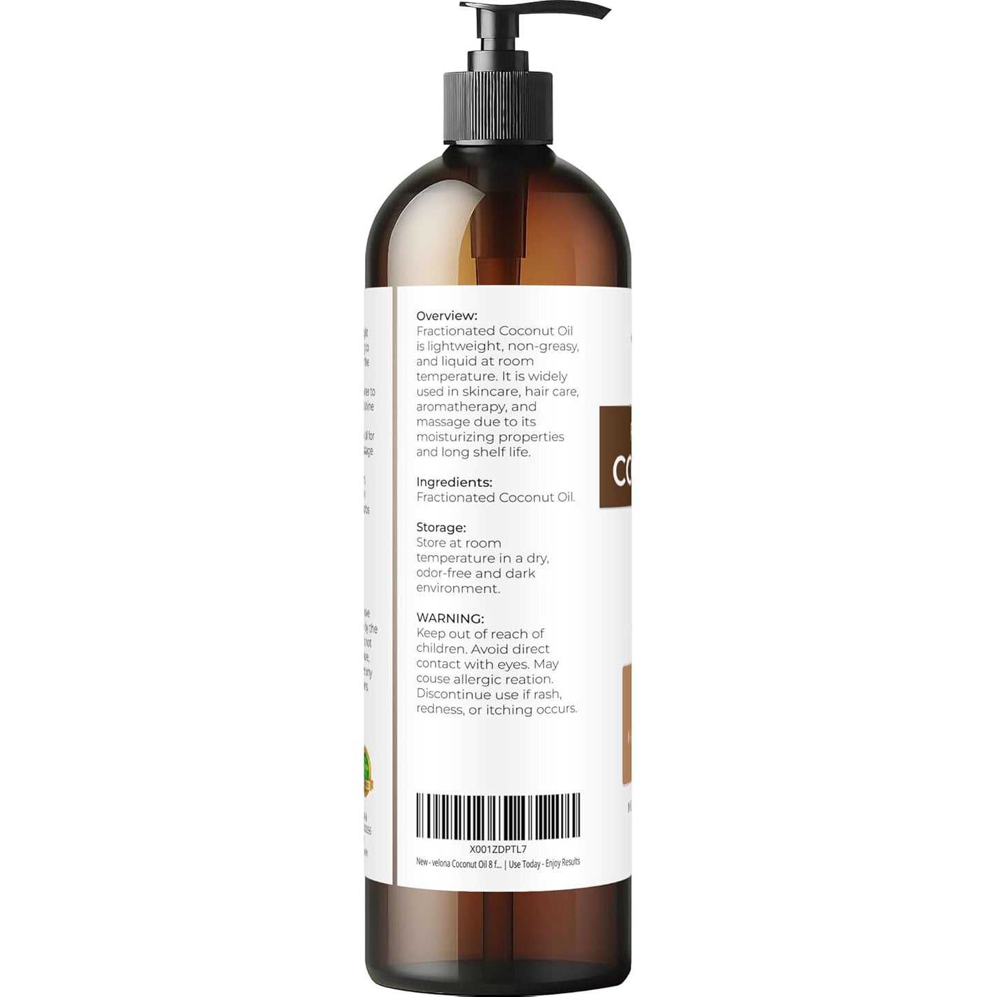 velona MCT Coconut Oil 8 Fl Oz | 100% Pure and Natural Carrier Oil | Fractionated | Skin, Face, Body, Hair Care | Use Today - Enjoy Results