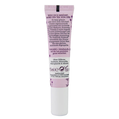 Smoothing Eye Cream with hyaluronic acid by Jean&Len, rose water and vitamin E, against wrinkles and puffy eyes, minimizes dark circles, vegan, 0.5 Fl. Oz.