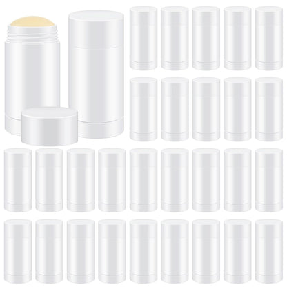 30 Pcs Empty Deodorant Containers Twist up Filling Stick Plastic Deodorant Container Refillable Bottles Bottomfill Round Lip Balm Tubes for Homemade DIY Lipstick Crayon(30 ml,White)
