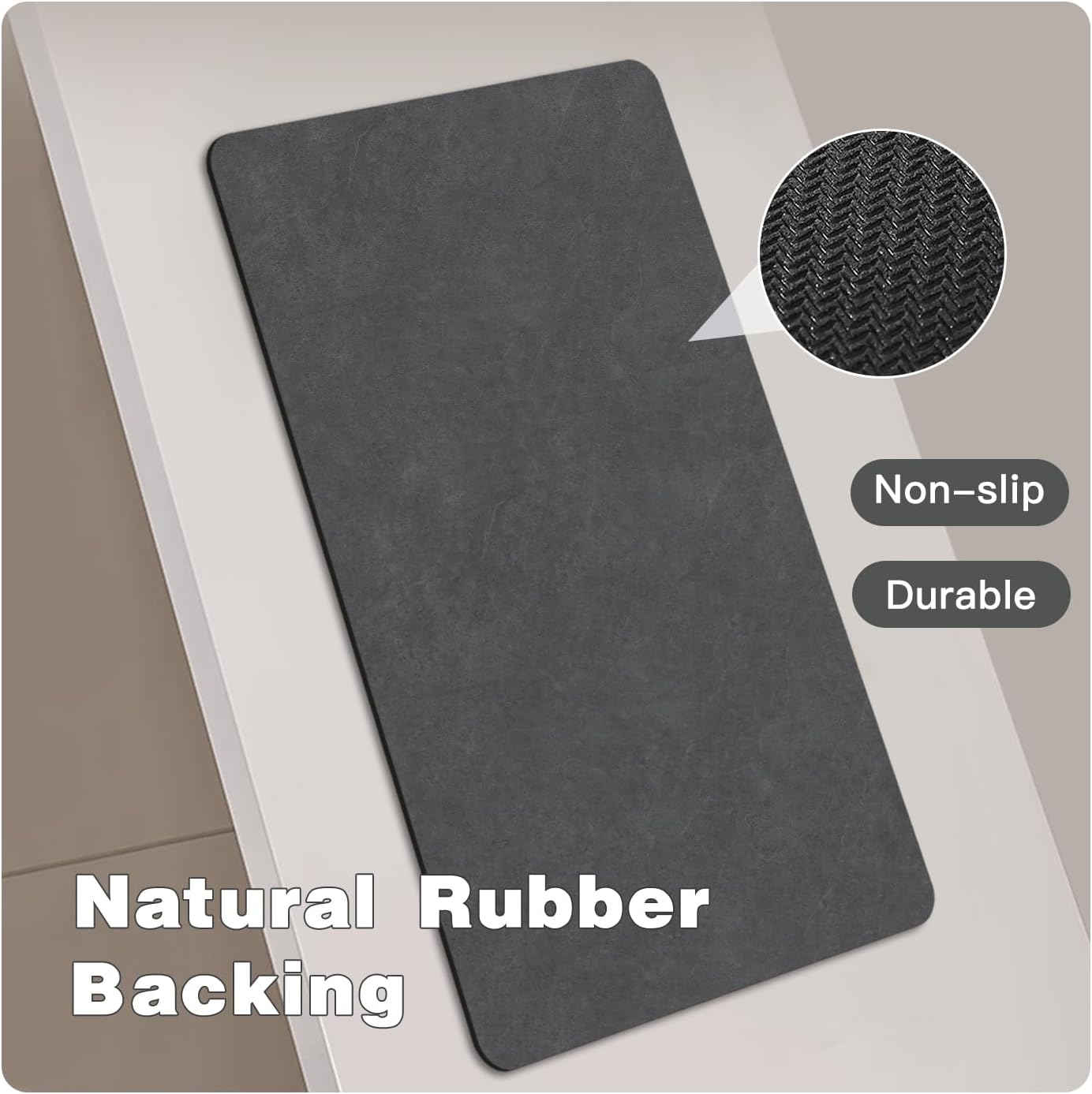 Bath Mat, Bathroom Rugs Non Slip Washable Thin Absorbent Quick Dry Bath Mat Fits Under Door Bathroom Floor Mat Perfect for Bath, Shower, or Sink 24"x60" Dark Grey
