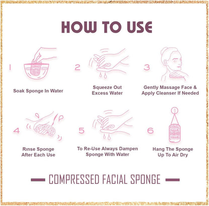 60-Count Compressed Facial Sponges | Makeup Remover Sponge | 100% Natural Cosmetic Spa Sponges for Facial Cleansing | Exfoliating Mask | Face Scrubber (Drop)