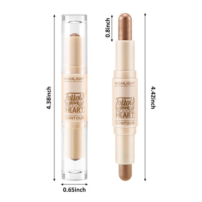 Boobeen 2 in 1 Contour Stick, Cream Bronzer Highlighter, Eyeshadow Pencil, Long-Lasting and Waterproof for All Areas of the Body
