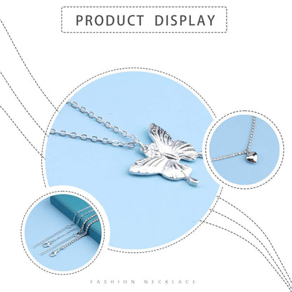 Punk Layered Butterfly Choker Necklace Rhinestone Tennis Chain Necklace Silver Puffy Heart Pendant Necklace Choker Boho Crystal Clavicle Necklace Jewelry for Women and Girls 2 Pcs