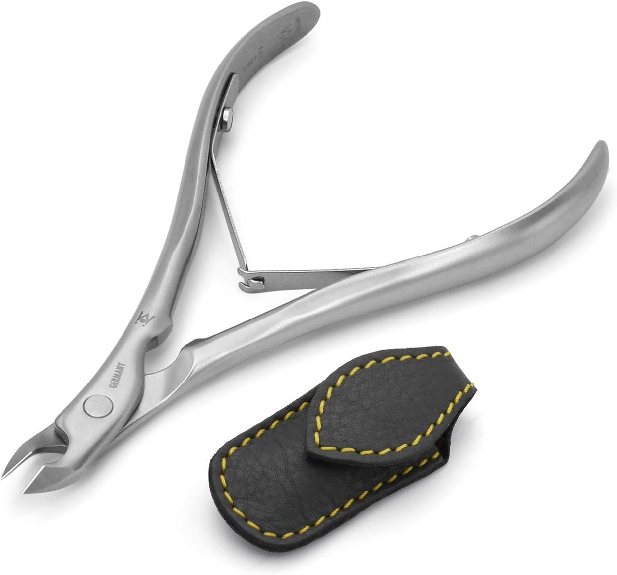 GERMANIKURE Standard Professional Cuticle Trimmer - 1/2 Half Jaw Nipper - Ethically Made in Germany - FINOX Stainless Steel Sharp Cuticle Remover in Leather Case – Manicure Tool, r175, 5mm