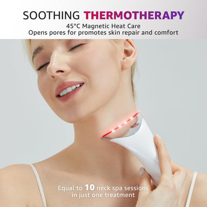 Red Light Therapy for Face and Neck, Renewal Face Lift Device with Vibration Tech, 3 in 1 Face Massager Tool with Thermals, True Beauty Glow Facial Sculptor for Wrinkles, Double Chin