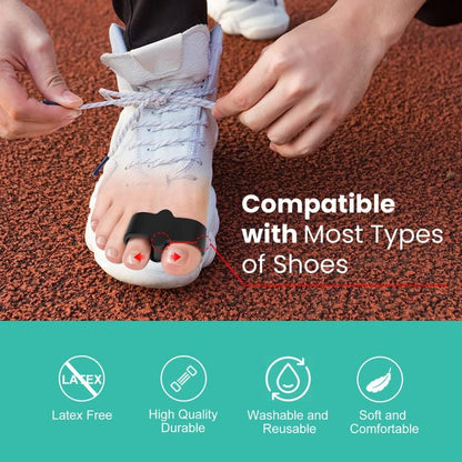 Welnove Pack of 12 Bunion Corrector, Toe Separators with 2 Loops, Big Toe Spacer Suitable for Bunion and Overlap Toe (Black)