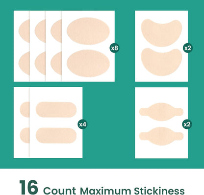 Welnove Moleskin Adhesive Pads for Feet,Blister Bandages for Feet, Mole Skin Patch for Feet Heels, Skin Tape Stickers for Feet - 16 Sheets of 4 Shapes