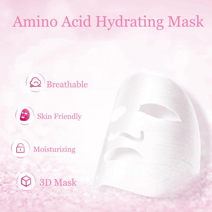 6Pcs Amino Acid Skin Care Products Set, Sakura Skin Care Sets, Nicotinamide Skin Care Gift Set for Women Girls, Skincare Routine Set, Face Care Kit with Cleanser, Mask, Toner, Eye Cream, Moisturizer