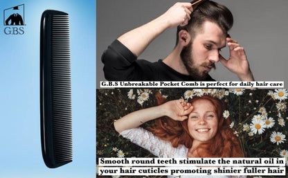 G.B.S 15 for Men's Hair Black Pack Pocket Size Beard & Mustache Combs Unbreakable 15 All Fine Sideburns for Travel Effortless Glide Peak Comfort Bag Packing Fine Tooth