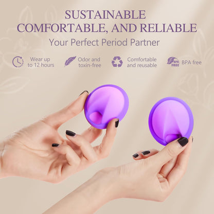 Reusable Menstrual Disc - Soft Period Disc for Beginner or Menstrual Light Flow, Leak Proof Menstrual Cup Alternative - Pack of 2 (Small Size)