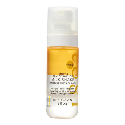 Beekman 1802 Milk Shake Body Mist - Honey & Orange Blossom 2 fl oz - Hyaluronic Acid, Jojoba Oil, Instantly Moisturizes, Hydrates & Softens, Good for Sensitive Skin, Cruelty Free