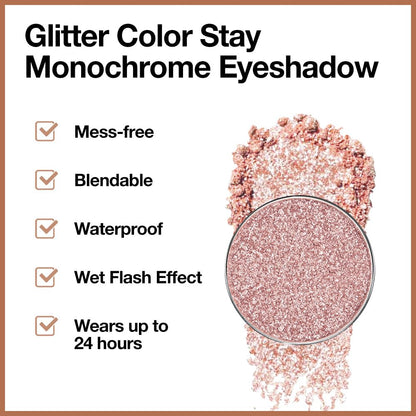 Glitter Shimmer Sparkle Eye Shadow Palette Makeup for Women, Shimmer Rose Gold Glitter Metallic Holographic Iridescent Cream Iridescent Single Monochrome Eyeshadow Makeup