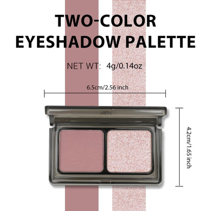 Mauve Champagne Two Color Matte Shimmer Glitter Eyeshadow Palette,Eye Shadow Powder Professional Long-Lasting Waterproof Makeup Palette,Easy-To-Apply and Compact for Travel,Vegan & Cruelty-Free