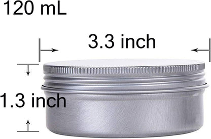4 Ounce Aluminum Tin Jar Refillable Containers 120 ml Aluminum Screw Lid Round Tin Container Bottle for Cosmetic,Lip Balm, Cream, 12 Pack.