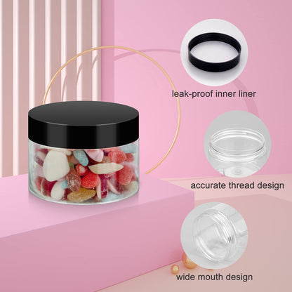 36 Pack 4 OZ Plastic Jars with Lids, BPA Free, Reusable, Refillable Transparent Cosmetic Containers for Bath Salts, Cosmetics, Powders, Beauty Product and Small Accessories