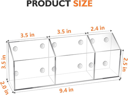 Magnetic Pen Holder Classroom Organization Acrylic Marker Holder for Whiteboard Refrigerator Locker Accessories Pencil Dry Erase Marker Basket (3 Compartments * 1)