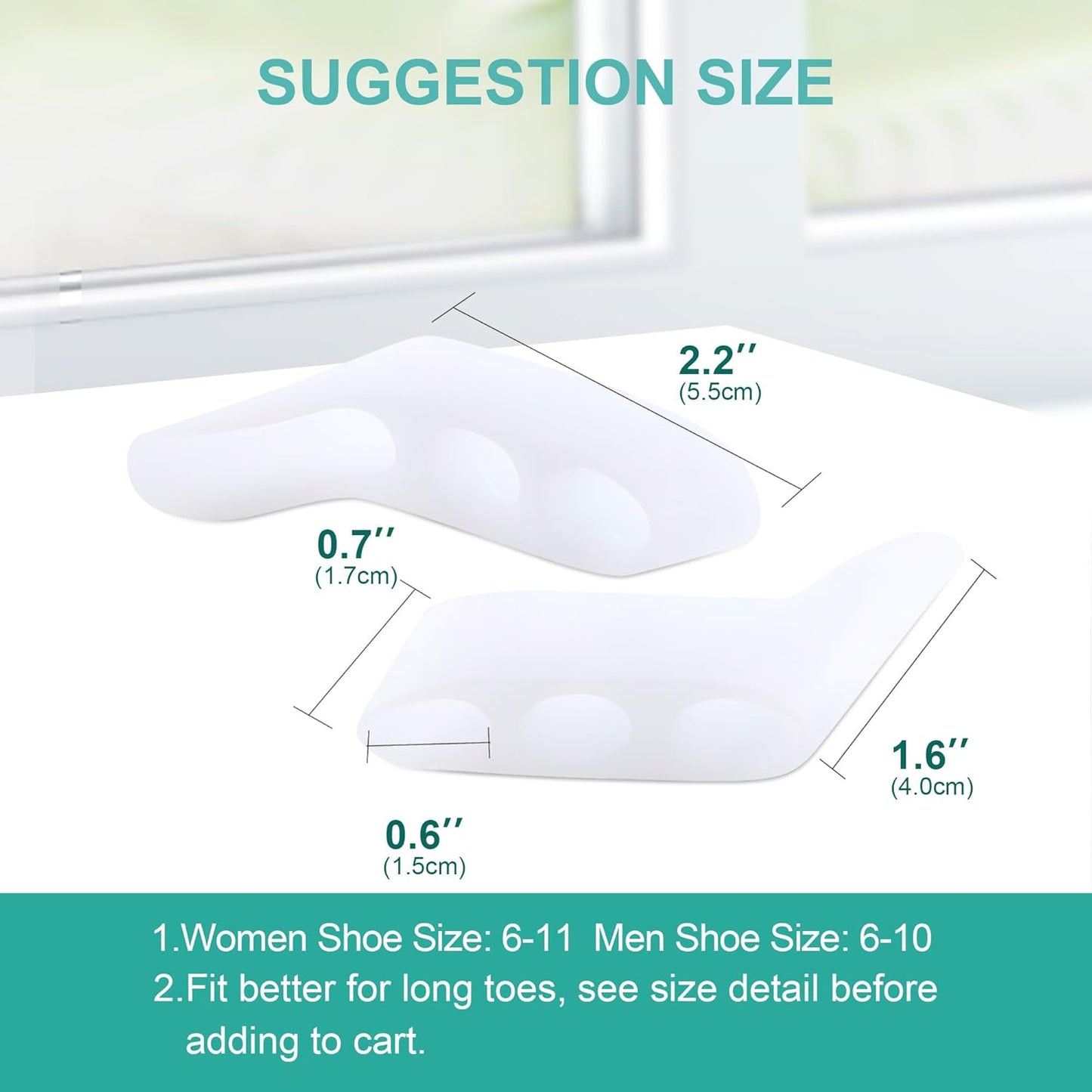 Welnove Gel Pinky Toe Separators - 8 Pack Pinky Toe Spacers, Bunion Cushions Pads for Women＆Men, Silicone Little Toe Protectors for Preventing Rubbing & Relieve Pressure(White)