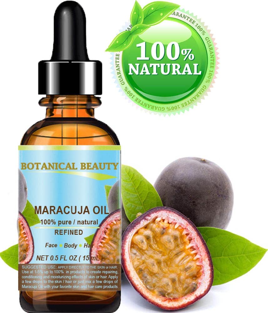 MARACUJA OIL 100% Pure Natural Cold Pressed Undiluted for Face, Skin, Hair, Body, Lip, Nails 0.5 Fl.oz.- 15 ml Rich in Vitamin C