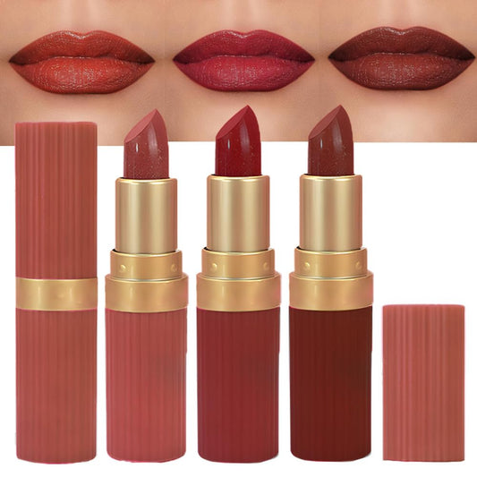 3Pcs Metallic Lipstick for Women,Lightweight Shimmer Frosted Lipstick,Glitter Lip Gloss Stain Long Lasting Waterproof Smudge Proof 24 Hour Full Coverage Lip Makeup,Vegan（04,05,06)