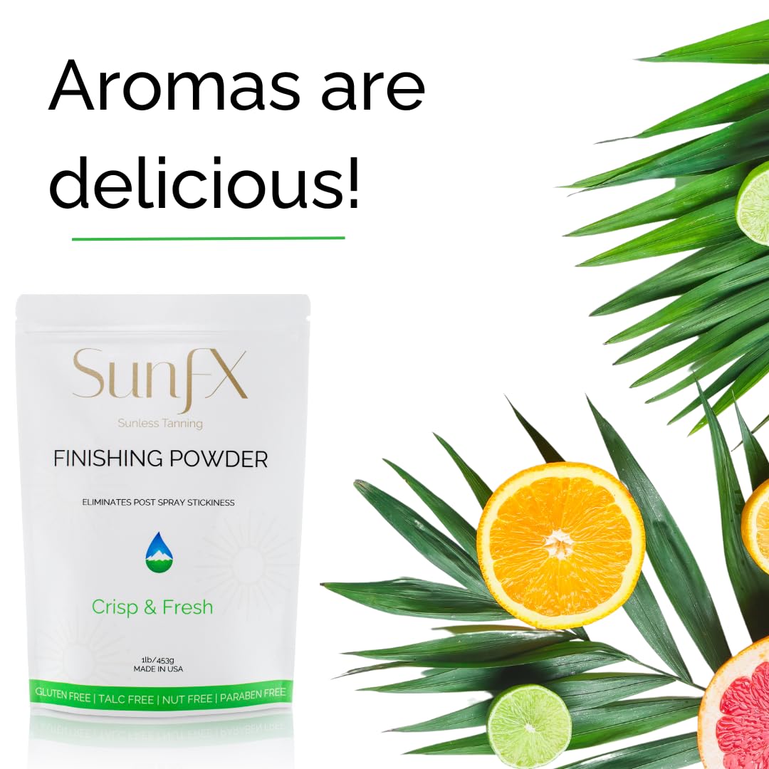 SunFX Post Spray Tan Translucent Finishing Powder | Talc Free | Sunless Tanning Setting Powder | Shimmer | Crisp & Fresh - 1lb