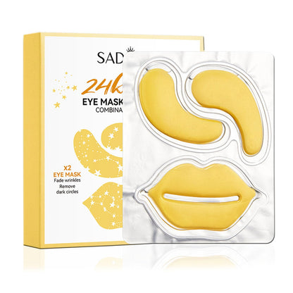 Under Eye Patches,Moisturizing Lip and Eye Mask,Reduce Wrinkles Puffy & Bags,refining lip lines, Anti Aging Moisturizer For Women,10 of set (24K Gold)