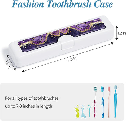 Toothbrush Travel Case - Colorful Pattern, Holder and Covers for Toothbrushes, Includes Tongue Scraper Case