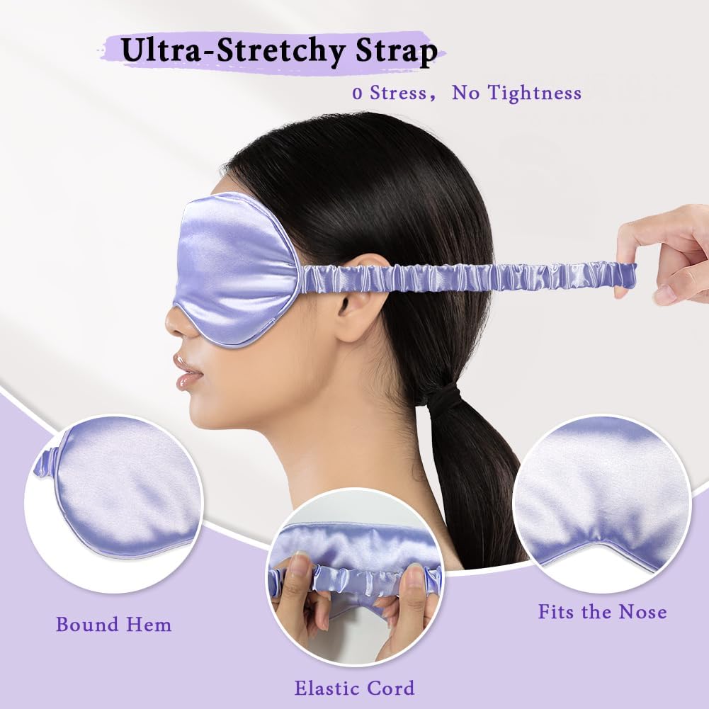 Cooling Eye Mask and Silky Sleep Mask 4 Packs for Man Women for Sleeping Frozen Ice Eye Mask Cold Warm Compress Dark Circles Puffiness Dry Eyes Gifting