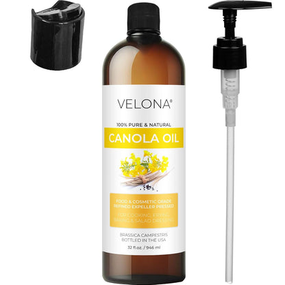 velona Canola Seed Oil 32 fl oz | 100% Pure and Natural Carrier Oil | Refined, Expeller pressed | Cooking, Dressing, Skin, Face, Body, Hair Care | Use Today - Enjoy Results