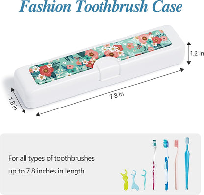 2 Pcs Toothbrush Travel Case - Colorful Pattern, Holder and Covers for Toothbrushes, Includes Tongue Scraper Case